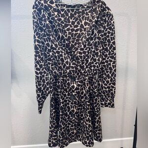 Zara Monochrome Abstract Long Sleeve Dress